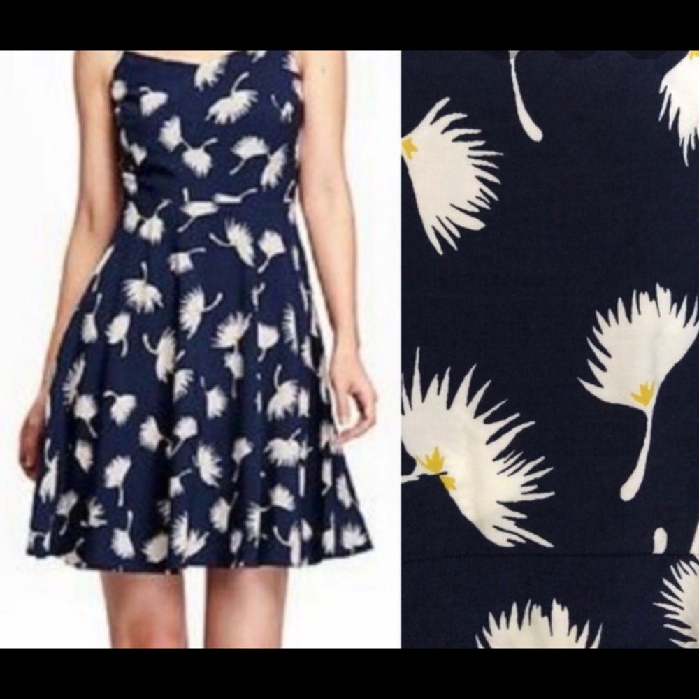 Navy Dress with White Flower Blossoms